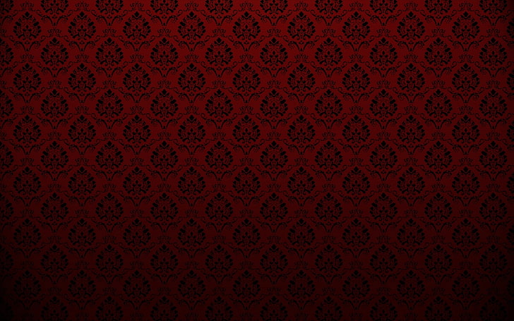 red and black floral pattern, pattern, texture, background, symmetry, dark, HD wallpaper