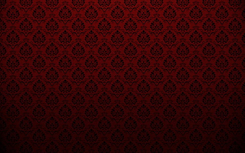 patrón floral rojo y negro, patrón, textura, fondo, simetría, oscuro, Fondo de pantalla HD HD wallpaper