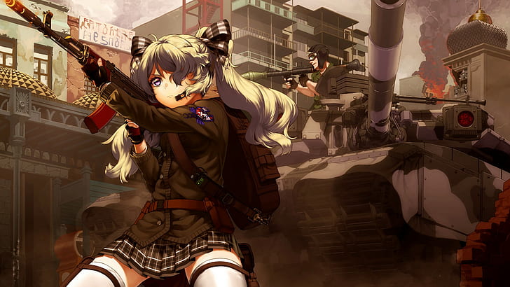 1920x1080 px 47 ak anime Anime Girls gun military Personagens originais saia Tank arma Anime Hot Anime HD Art, arma, tanque, arma, anime, Anime Girls, Military, 47, saia, personagens originais, 1920x1080 px, ak, HD papel de parede