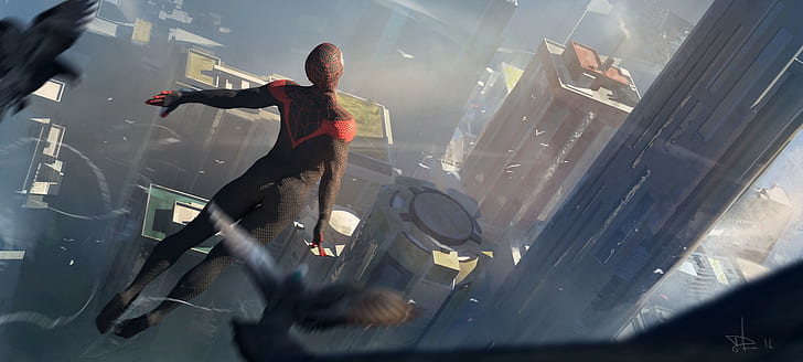 Spider-Man digitale Tapete, Spider-Man, fallend, HD-Hintergrundbild