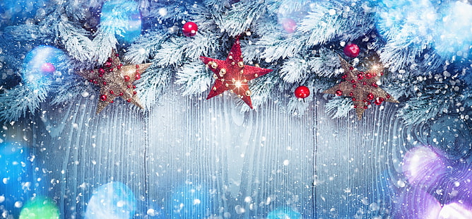 Christmas-hemed wallpaper, winter, snow, decoration, tree, New Year, Christmas, happy, Merry Christmas, Xmas, HD wallpaper HD wallpaper
