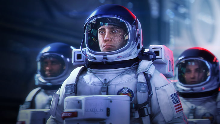 drei Menschen tragen Astronautenanzüge digitale Tapete, Astronaut, Anzug, Helm, Astronauten, HD-Hintergrundbild