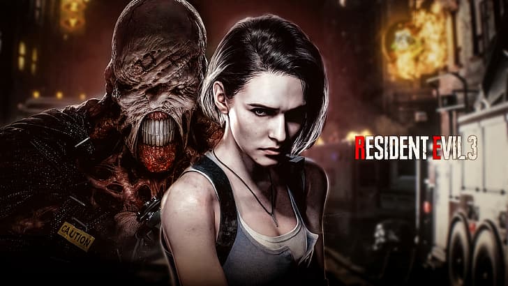 Resident Evil, Resident evil 3, Resident Evil 3 Remake, Jill Valentine, Nemesis, video games, Wallpaper HD