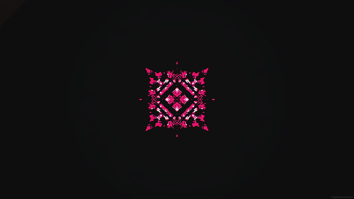 abstrak, geometri, latar belakang hitam, merah muda, Wallpaper HD