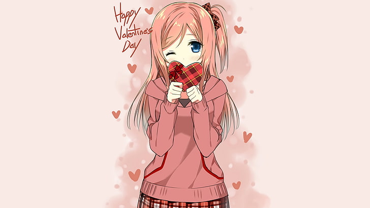 anime girl, valentine's day 2017, chocolate, moe, Anime, HD wallpaper