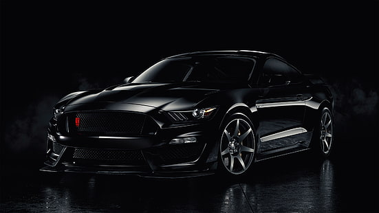 voiture noire, Mustang, Ford, Noir, Fumée, Backgraund, Fond d'écran HD HD wallpaper