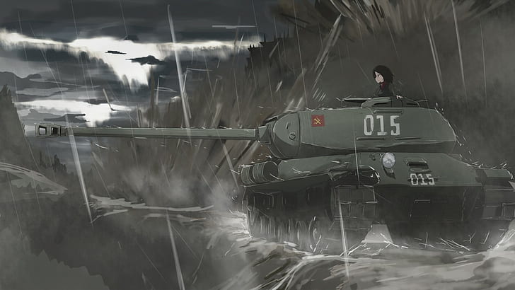 yağmur, Girls und Panzer, anime girls, savaş, anime, tank, askeri, ikinci el araç, iç karartıcı, HD masaüstü duvar kağıdı