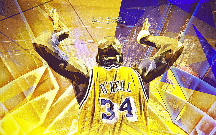 Shaquille O Neal LA Lakers-2016 NBA Basketbol HD .., Shaquille O'Neal dijital duvar kağıdı, HD masaüstü duvar kağıdı