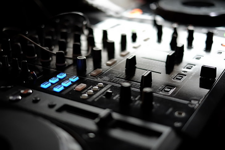 mixer suara hitam, musik, pelopor, konsol DJ, Wallpaper HD