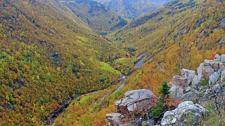 Landschaft, Berge, Natur, Tal, Felsen, Strom, Fluss, HD-Hintergrundbild