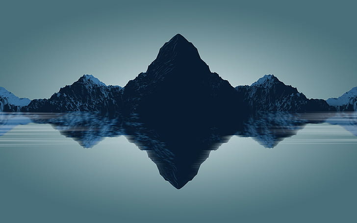 ภาพถ่ายสะท้อนแสงของเทือกเขา, ทิวทัศน์, ภูเขา, น้ำ, วอลล์เปเปอร์ HD