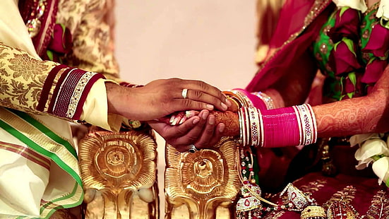 인도 웨딩 사진 신부와 신랑, 1920x1080, HD 배경 화면 HD wallpaper