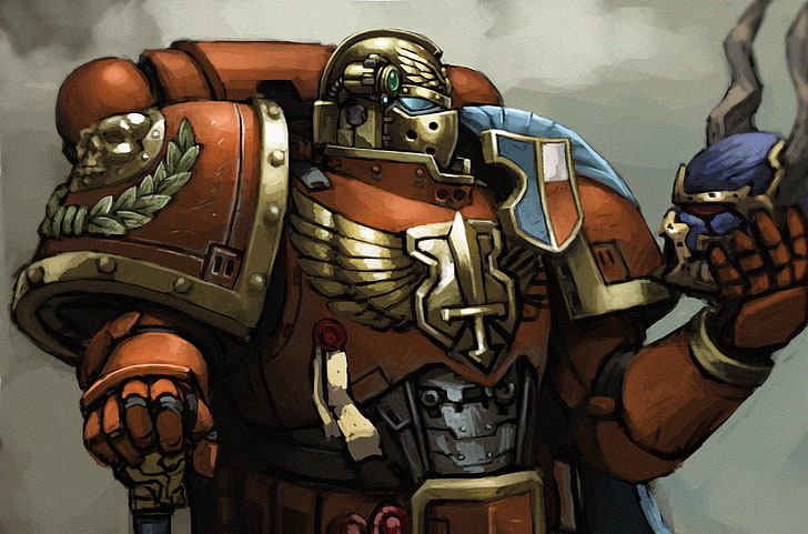 red robot illustration, Warhammer 40000, Blood Angels, Warhammer 40K, Space Marines, Adeptus Astartes, astartes, HD wallpaper