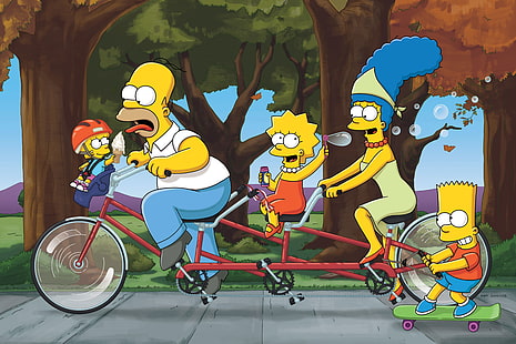 Homer Marge Bart Lisa La famiglia dei Simpson, Sfondo HD HD wallpaper