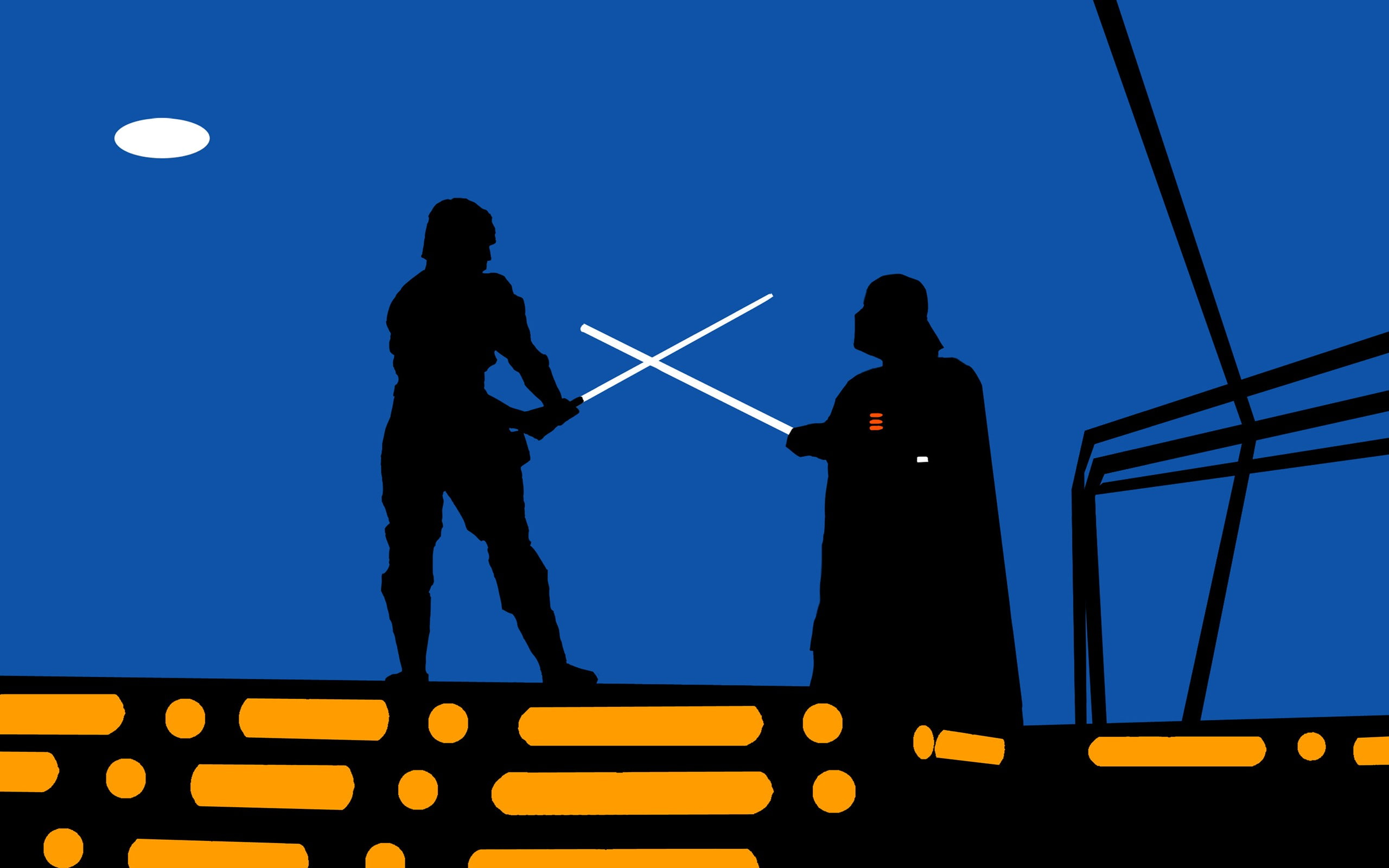 Minimalism Fighting Lightsaber Luke Skywalker Darth Vader