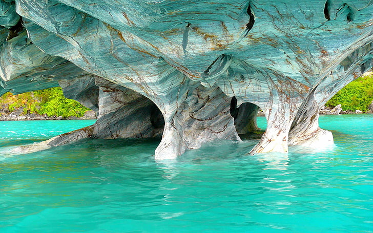 Чилийски океански мраморни пещери Photo HD Wallpaper, HD тапет