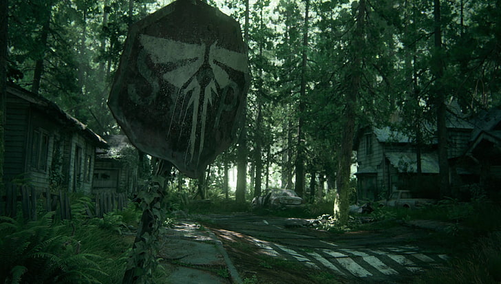 brown and black wooden 2-storey house, The Last of Us, Part II, Ellie, Joel, apocalyptic, video games, forest, HD wallpaper