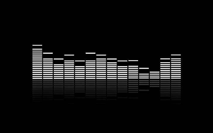 ilustrasi equalizer putih dan hitam, suara, konsol campuran, techno, konsol, spektrum audio, Wallpaper HD