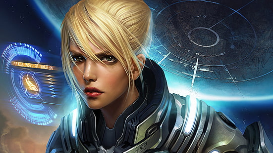 خلفية رقمية لشخصية اللعبة الأنثوية ، cyberpunk ، مستقبلية ، Starcraft II ، Nova (Starcraft)، خلفية HD HD wallpaper