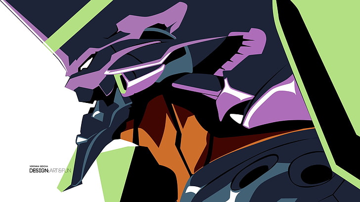 илюстрация на лилав и черен робот, Neon Genesis Evangelion, EVA Unit 01, аниме, HD тапет
