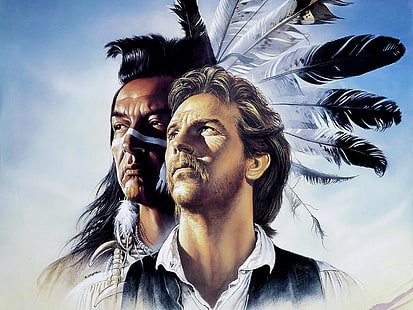 men's white and black collared top, dances with wolves, kevin costner, graham greene, HD wallpaper HD wallpaper