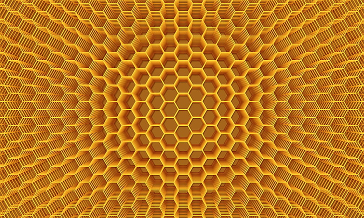 orange honeycomb digital wallpaper, cell, abstraction, texture, optical illusion, HD wallpaper