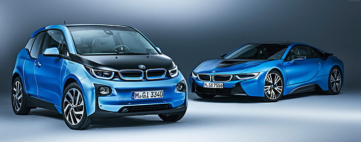 รถยนต์ไฟฟ้าไฟฟ้าสีน้ำเงิน BMW i3 Protonic Blue, วอลล์เปเปอร์ HD