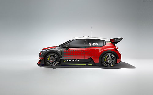 rosso, paris auto show 2016, rally, Citroen C3 WRC, Sfondo HD HD wallpaper