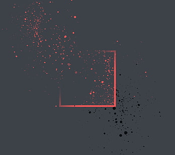 شعار مربع باللونين الأحمر والأسود ، بقع الطلاء ، بساطتها ، مجردة، خلفية HD HD wallpaper