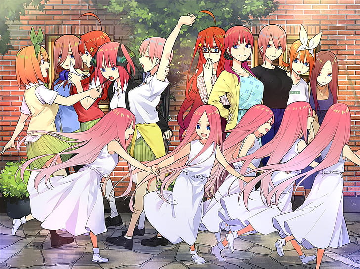 Anime, The Quintessential Quintuplets, Ichika Nakano, Itsuki Nakano, Miku Nakano, Nino Nakano, Yotsuba Nakano, HD wallpaper