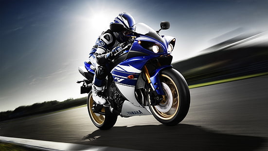 Yamaha YZF-R1 moto, pilote, vélo de sport, vitesse, Yamaha, Moto, pilote, Sport, vélo, Vitesse, Fond d'écran HD HD wallpaper