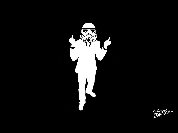 Storm Troopers, czarne, proste tło, Star Wars, środkowy palec, minimalizm, Tapety HD