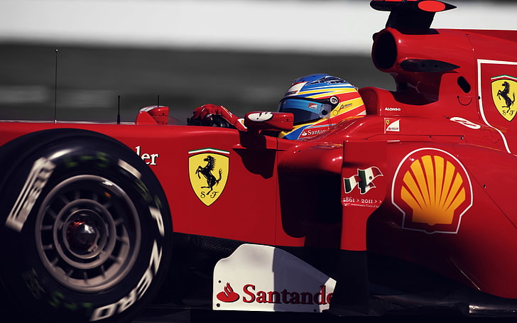 car, Ferrari, Formula 1, Fernando Alonso, helmet, race cars, racing, sport, sports, vehicle, HD wallpaper