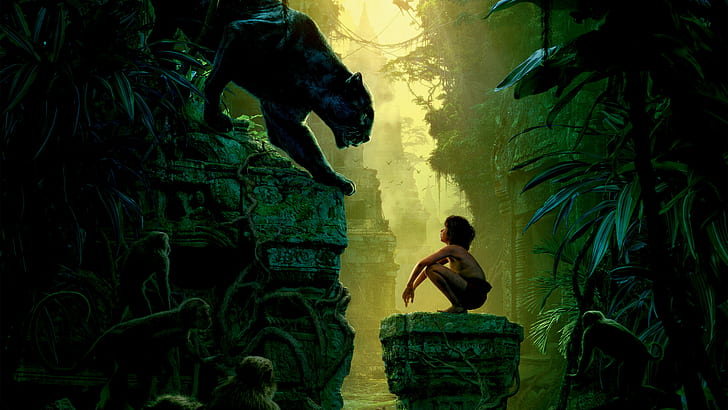 The Jungle Book, The Jungle Book (2016), Bagheera, Mowgli, วอลล์เปเปอร์ HD