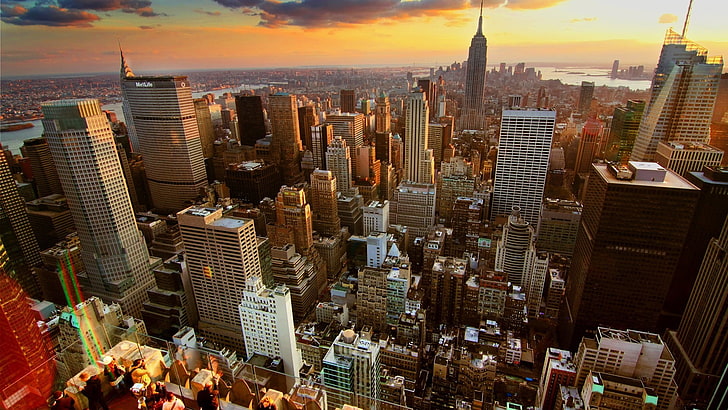 Нью-Йорк Skyline, Нью-Йорк, городской пейзаж, США, Эмпайр Стейт Билдинг, Нью-Йорк, HD обои