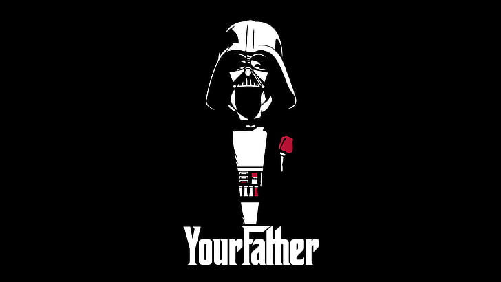 Wallpaper Star Wars Darth Vader, Darth Vader, The Godfather, ayah, Star Wars, Sith, pewarnaan selektif, humor, minimalis, Wallpaper HD