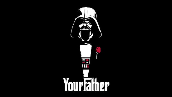 Tapeta Star Wars Darth Vader, Darth Vader, The Godfather, ojciec, Star Wars, Sith, wybiórcze kolorowanie, humor, minimalizm, Tapety HD HD wallpaper