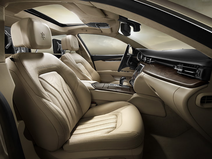 interior, test drive, supercar, luxury cars, Maserati Quattroporte, review, black, sports car, HD wallpaper