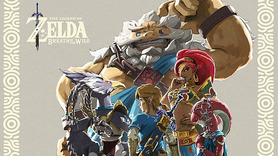 Zelda, Legenda Zelda: Breath of the Wild, Daruk (Legenda Zelda), Tautan, Mipha (Legenda Zelda), Revali (Legenda Zelda), Urbosa (Legenda Zelda), Wallpaper HD HD wallpaper