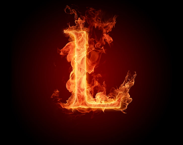 płonąca litera L, ogień, płomień, litera, alfabet, litera, Tapety HD