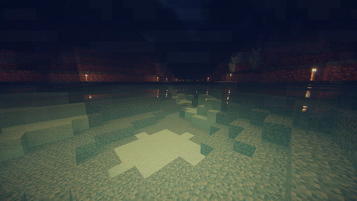 tuiles vertes de piscine, Minecraft, eau, mer, soleil, Fond d'écran HD