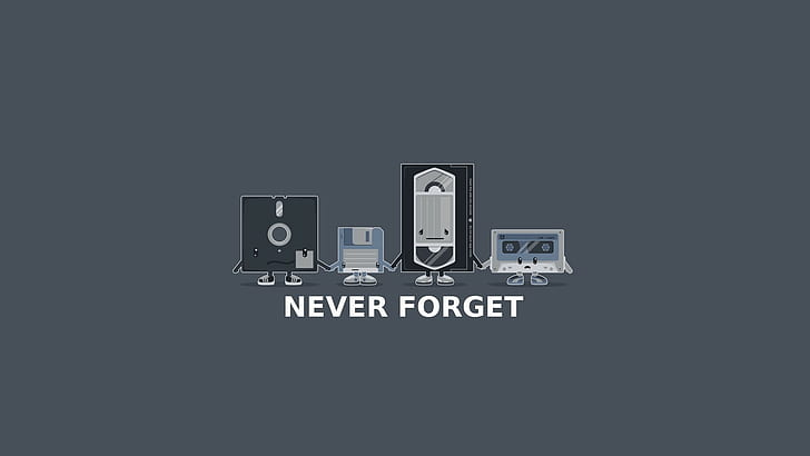 disquete, arte digital, humor, fondo simple, cinta, nostalgia, vintage, VHS, computadora, minimalismo, gris, Fondo de pantalla HD