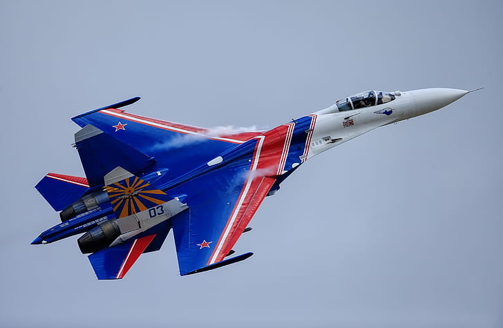 Su-27, aerobatic team, Russian knights, HD wallpaper