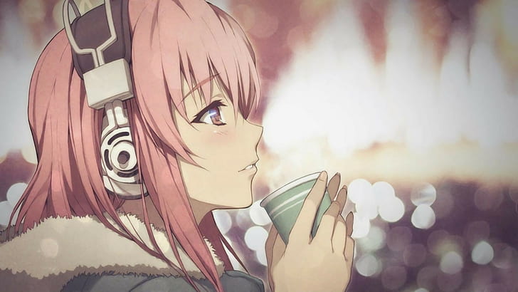  Fondo de pantalla de chica animada con auriculares, ilustración de personaje de anime femenino, Fondo de pantalla HD
