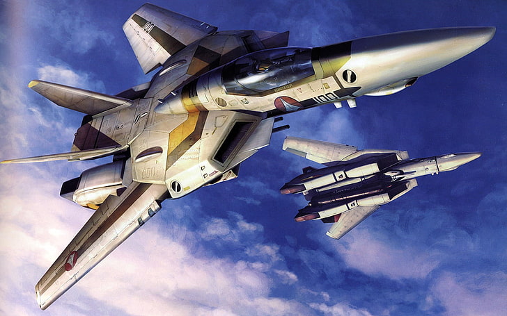 самолет, Jet Fighter, Macross, военный, военный самолет, HD обои