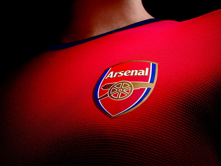red and blue Arsenal shirt, Arsenal FC, Football club, T-shirt, HD, HD wallpaper