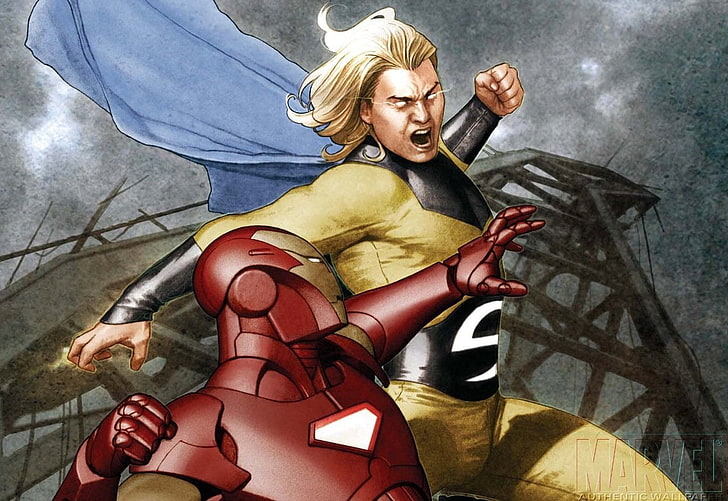 två hjälteillustration, Iron Man, Marvel Comics, Sentry (Marvel Comics), HD tapet