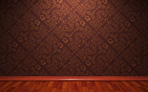 papel de parede floral marrom, fundo, parede, papel de parede, textura, piso, rodapé, HD papel de parede HD wallpaper