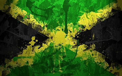 Jamaica, Flag, Color, Symbol, Background, Texture, HD wallpaper HD wallpaper