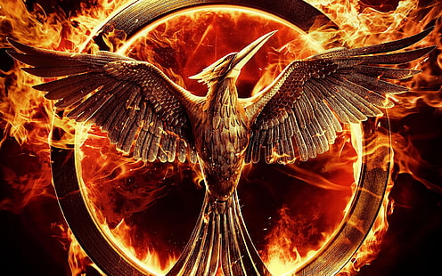 The Hunger Games: Mockingjay, Part 1, oiseau, feu, Hunger, Games, Mockingjay, Bird, Fire, Fond d'écran HD HD wallpaper